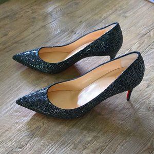 Christian Louboutin Decollete 554 Strass 70mm Crystal Heels Shoes